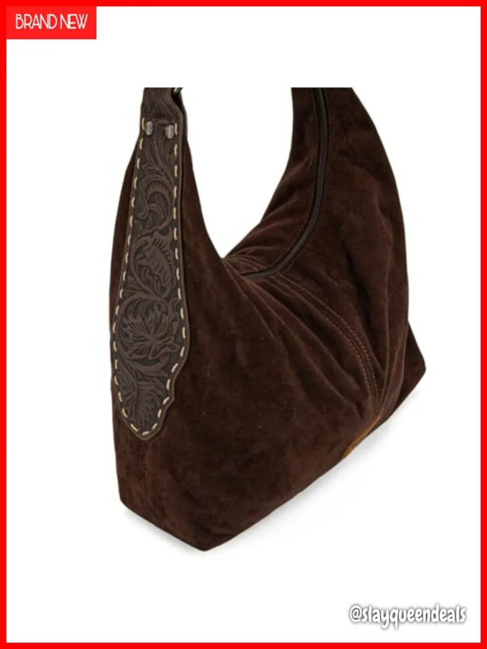 Suede Hobo Shoulder Bag Embossed Slouchy Purse Women